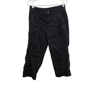 Dip Black Stretch Mid Rise Straight Rolled Hem Cropped Casual Capri Pants Size 6